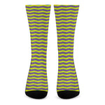 Mardi Gras Fat Tuesday Zigzag Print Crew Socks