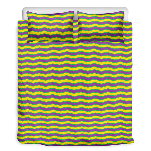 Mardi Gras Fat Tuesday Zigzag Print Duvet Cover Bedding Set