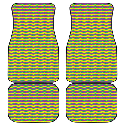 Mardi Gras Fat Tuesday Zigzag Print Front and Back Car Floor Mats