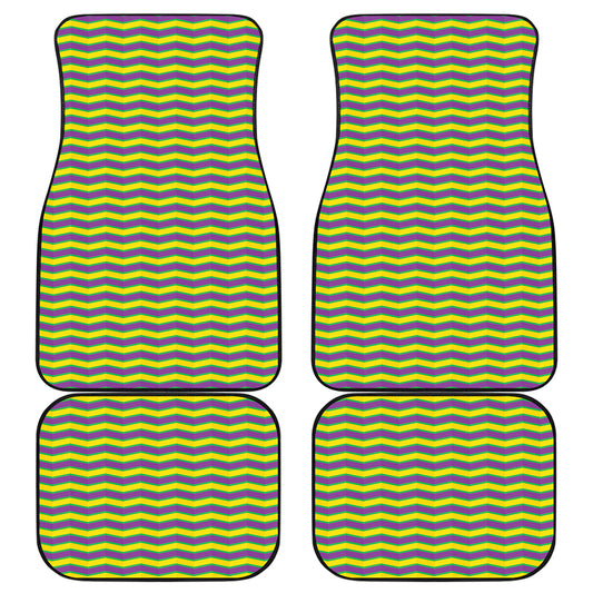 Mardi Gras Fat Tuesday Zigzag Print Front and Back Car Floor Mats