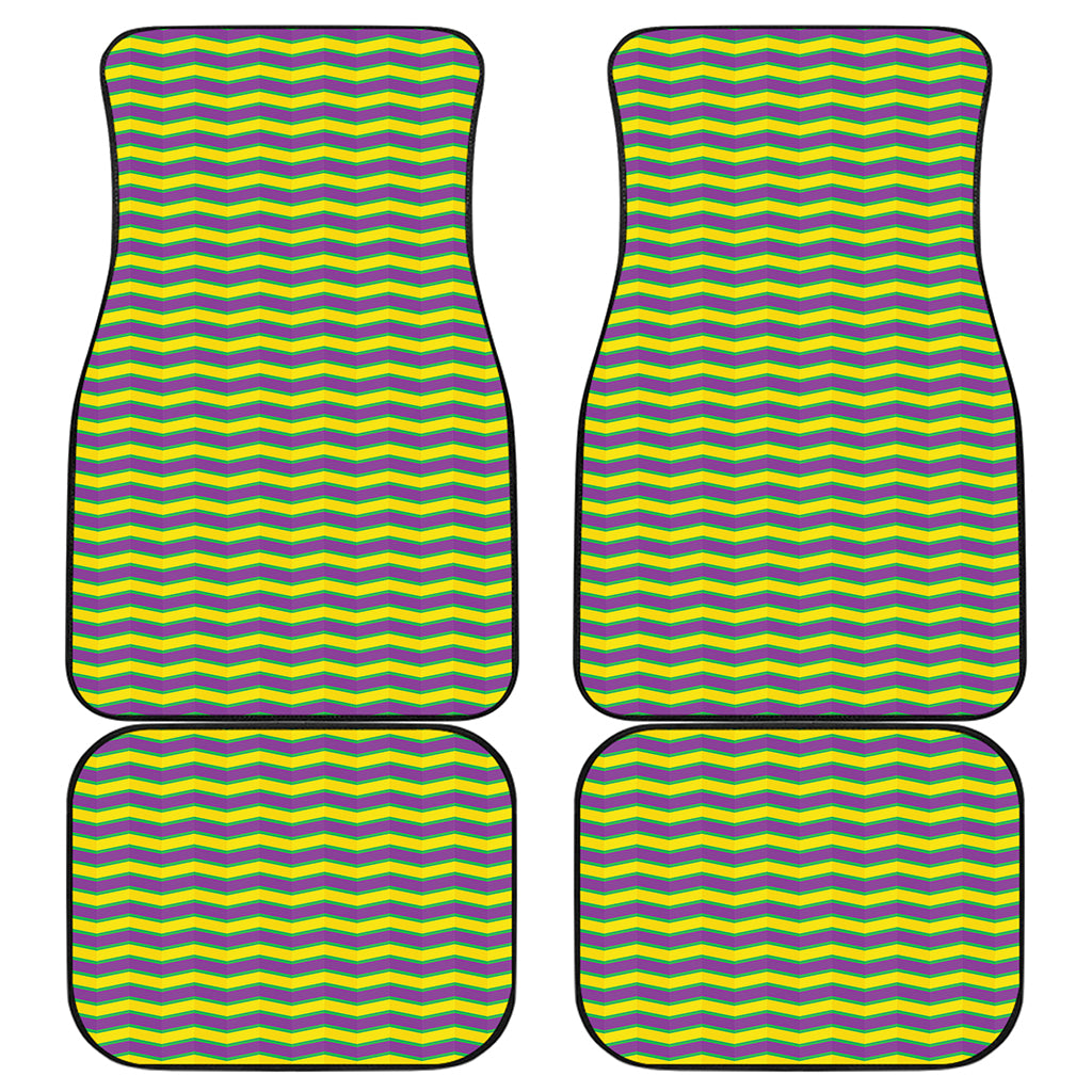 Mardi Gras Fat Tuesday Zigzag Print Front and Back Car Floor Mats