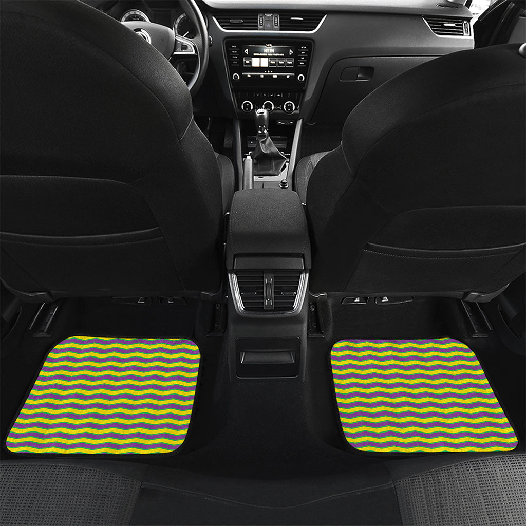 Mardi Gras Fat Tuesday Zigzag Print Front and Back Car Floor Mats