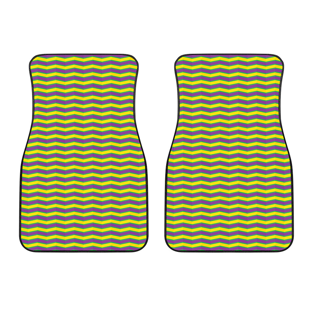 Mardi Gras Fat Tuesday Zigzag Print Front Car Floor Mats