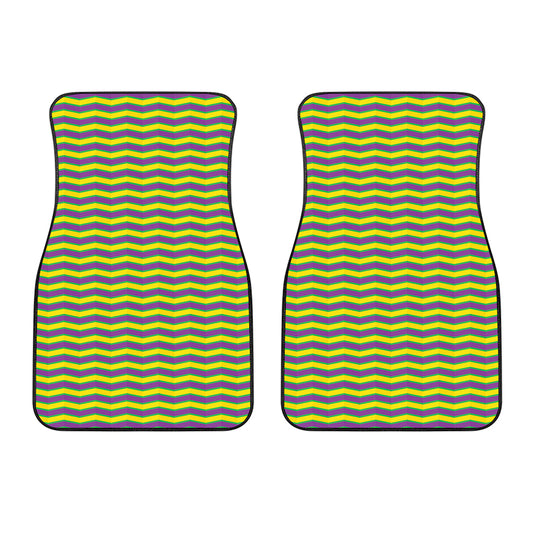 Mardi Gras Fat Tuesday Zigzag Print Front Car Floor Mats