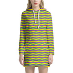 Mardi Gras Fat Tuesday Zigzag Print Hoodie Dress