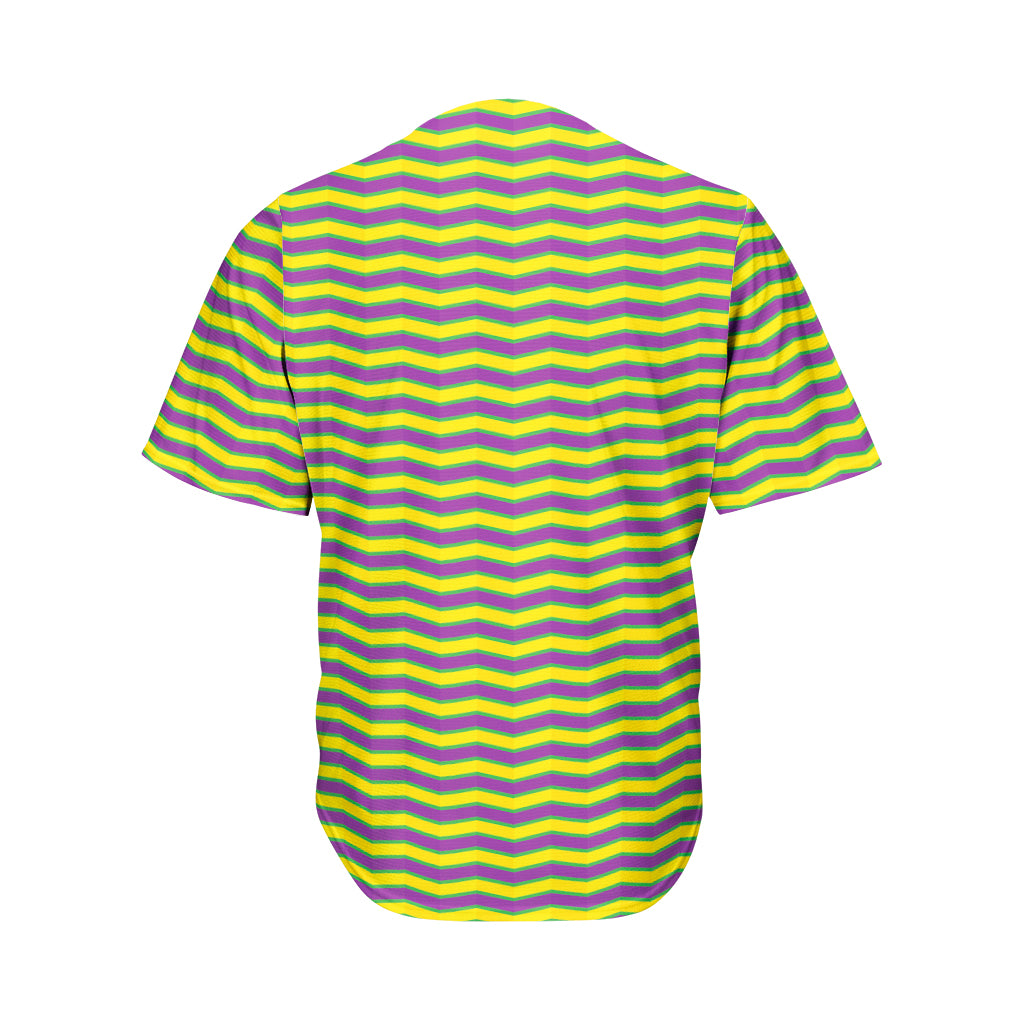 Mardi Gras Fat Tuesday Zigzag Print Men's Baseball Jersey