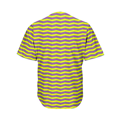 Mardi Gras Fat Tuesday Zigzag Print Men's Baseball Jersey