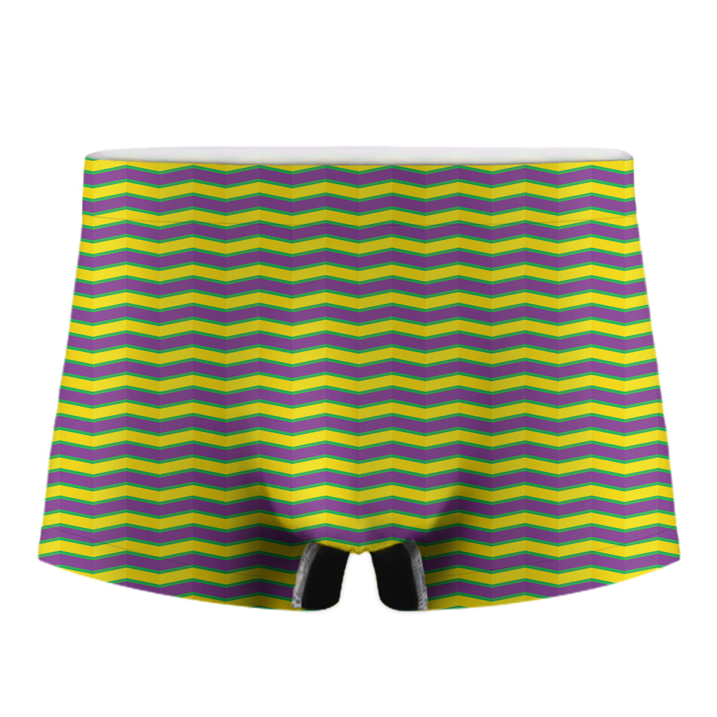 Mardi Gras Fat Tuesday Zigzag Print Men's Boxer Briefs