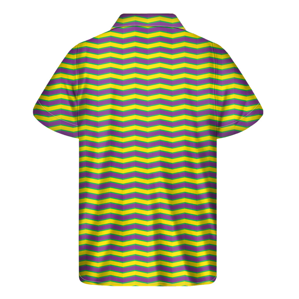 Mardi Gras Fat Tuesday Zigzag Print Men's Short Sleeve Shirt