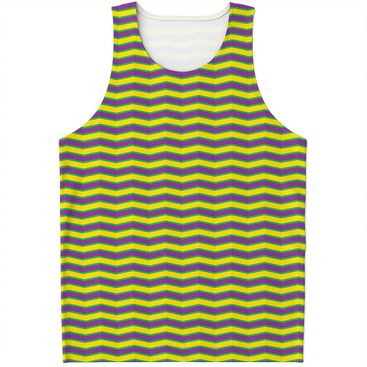 Mardi Gras Fat Tuesday Zigzag Print Men's Tank Top