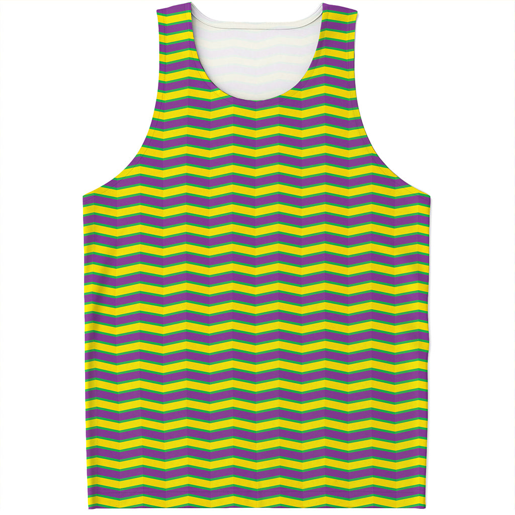 Mardi Gras Fat Tuesday Zigzag Print Men's Tank Top