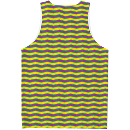 Mardi Gras Fat Tuesday Zigzag Print Men's Tank Top