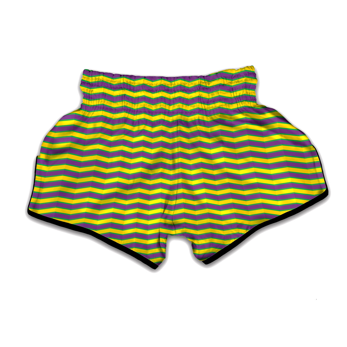 Mardi Gras Fat Tuesday Zigzag Print Muay Thai Boxing Shorts