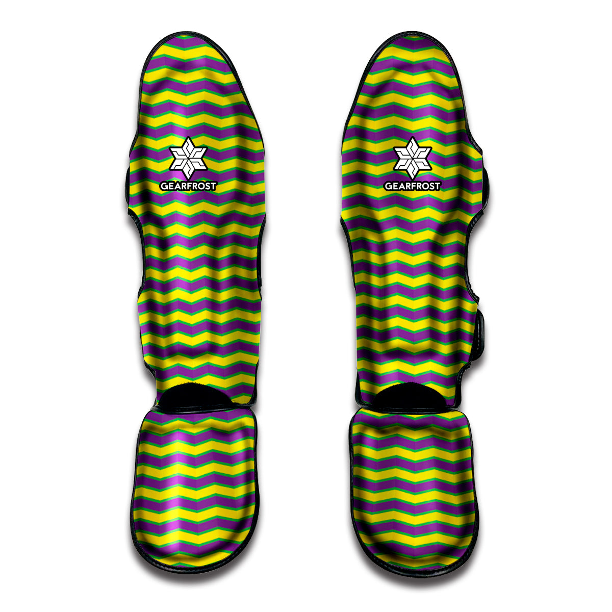 Mardi Gras Fat Tuesday Zigzag Print Muay Thai Shin Guard