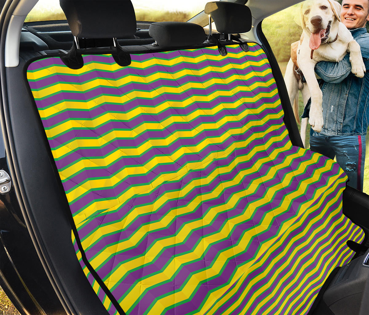 Mardi Gras Fat Tuesday Zigzag Print Pet Car Back Seat Cover