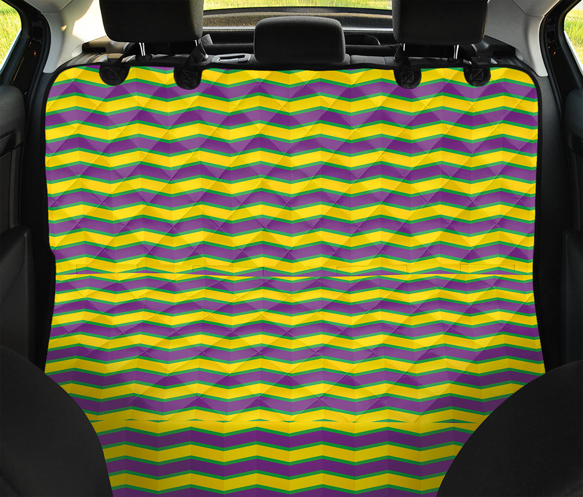 Mardi Gras Fat Tuesday Zigzag Print Pet Car Back Seat Cover