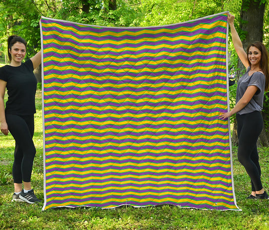 Mardi Gras Fat Tuesday Zigzag Print Quilt