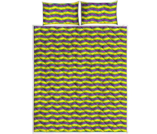 Mardi Gras Fat Tuesday Zigzag Print Quilt Bed Set