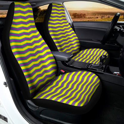 Mardi Gras Fat Tuesday Zigzag Print Universal Fit Car Seat Covers