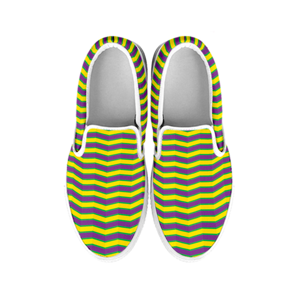 Mardi Gras Fat Tuesday Zigzag Print White Slip On Shoes