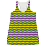 Mardi Gras Fat Tuesday Zigzag Print Women's Racerback Tank Top