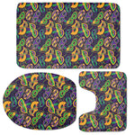 Mardi Gras Festival Pattern Print 3 Piece Bath Mat Set