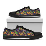 Mardi Gras Festival Pattern Print Black Low Top Shoes