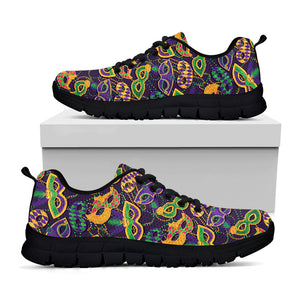 Mardi Gras Festival Pattern Print Black Sneakers