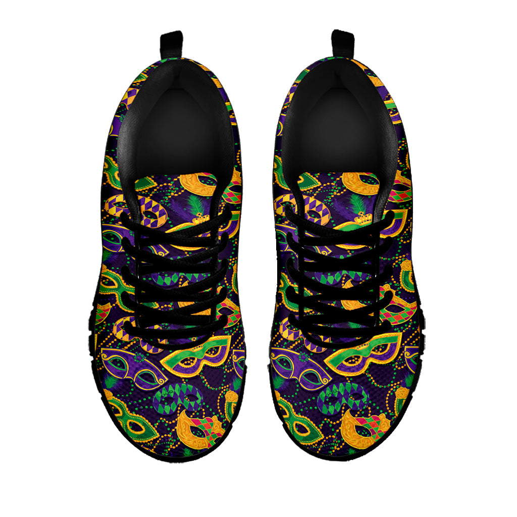 Mardi Gras Festival Pattern Print Black Sneakers