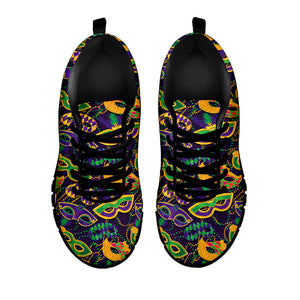 Mardi Gras Festival Pattern Print Black Sneakers