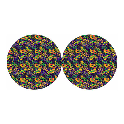 Mardi Gras Festival Pattern Print Car Coasters