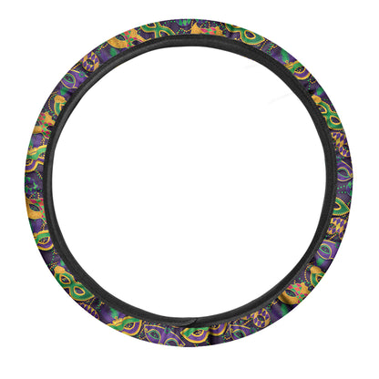 Mardi Gras Festival Pattern Print Car Steering Wheel Cover
