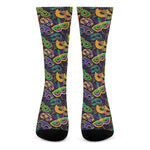 Mardi Gras Festival Pattern Print Crew Socks