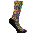 Mardi Gras Festival Pattern Print Crew Socks