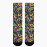 Mardi Gras Festival Pattern Print Crew Socks