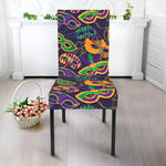 Mardi Gras Festival Pattern Print Dining Chair Slipcover