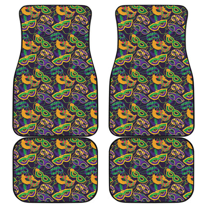Mardi Gras Festival Pattern Print Front and Back Car Floor Mats