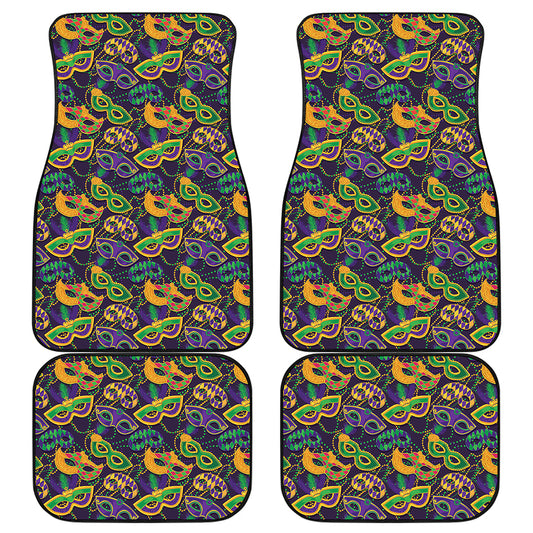 Mardi Gras Festival Pattern Print Front and Back Car Floor Mats