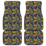 Mardi Gras Festival Pattern Print Front and Back Car Floor Mats