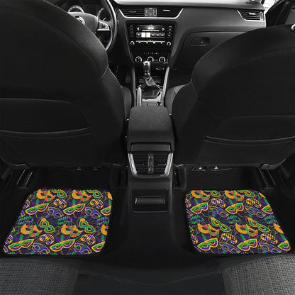 Mardi Gras Festival Pattern Print Front and Back Car Floor Mats