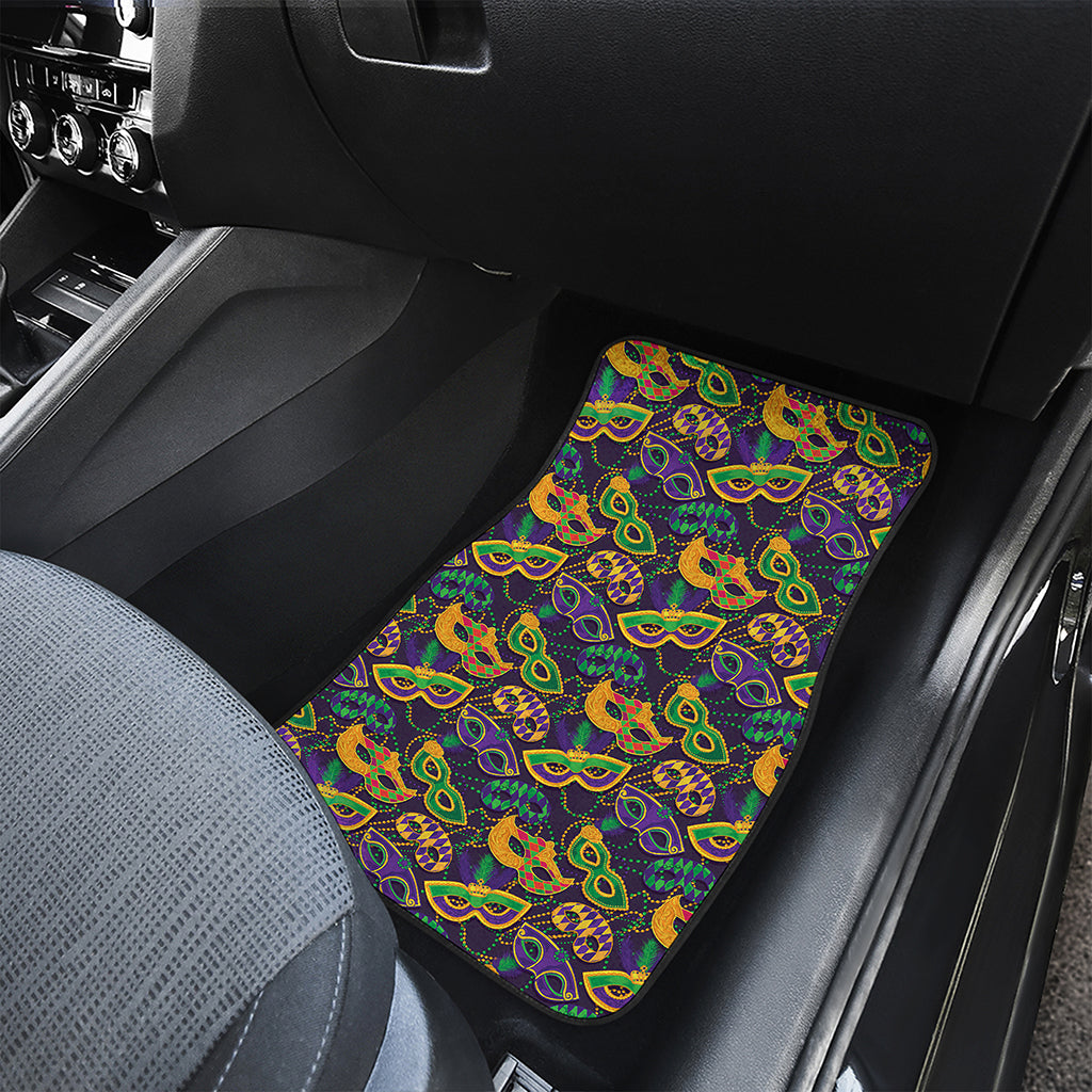 Mardi Gras Festival Pattern Print Front and Back Car Floor Mats