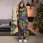 Mardi Gras Festival Pattern Print Hooded Blanket