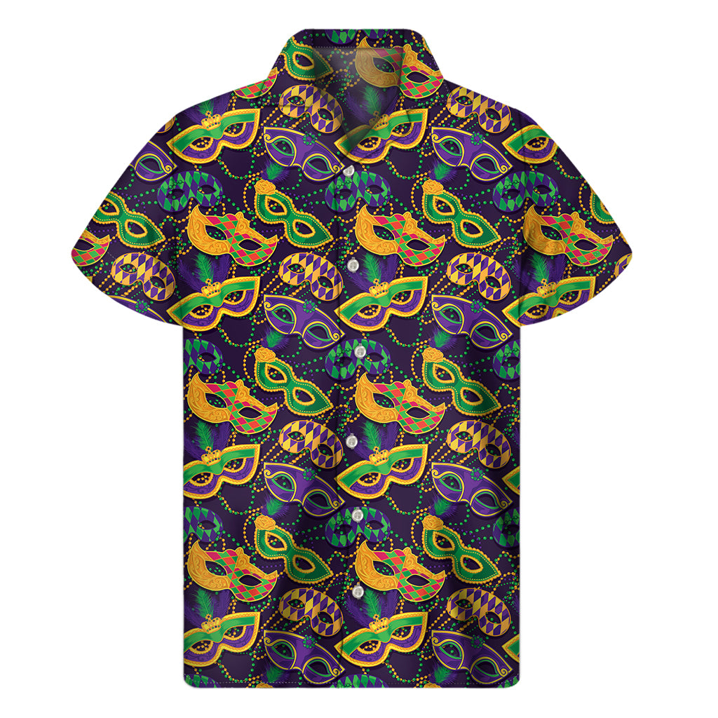 Mardi Gras Festival Pattern Print Men's Short Sleeve Shirt