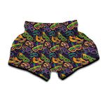 Mardi Gras Festival Pattern Print Muay Thai Boxing Shorts