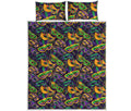 Mardi Gras Festival Pattern Print Quilt Bed Set