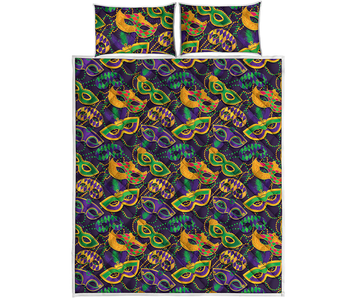 Mardi Gras Festival Pattern Print Quilt Bed Set
