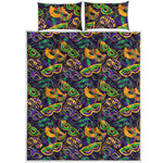 Mardi Gras Festival Pattern Print Quilt Bed Set