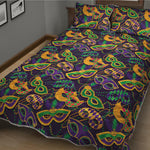 Mardi Gras Festival Pattern Print Quilt Bed Set