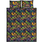 Mardi Gras Festival Pattern Print Quilt Bed Set