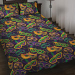 Mardi Gras Festival Pattern Print Quilt Bed Set